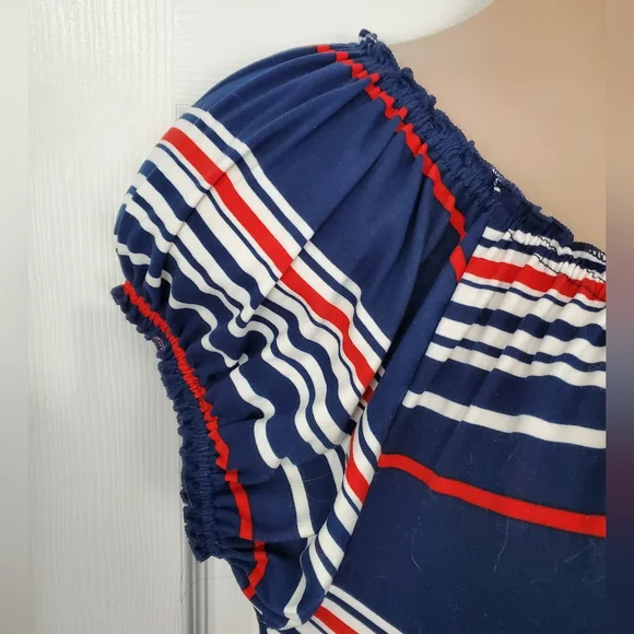 Jennifer Lauren Striped Peasant Top - Picture 3 of 9